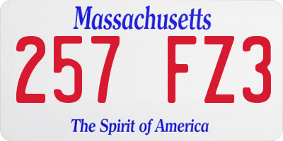 MA license plate 257FZ3
