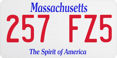 MA license plate 257FZ5