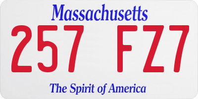 MA license plate 257FZ7