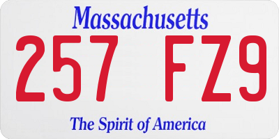 MA license plate 257FZ9