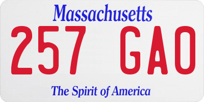 MA license plate 257GA0