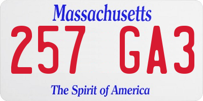 MA license plate 257GA3