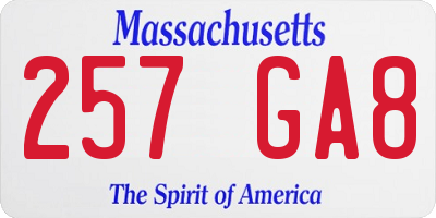 MA license plate 257GA8