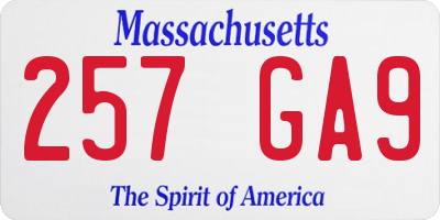 MA license plate 257GA9