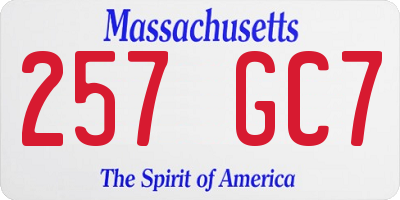 MA license plate 257GC7
