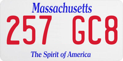 MA license plate 257GC8