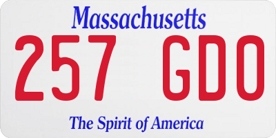 MA license plate 257GD0