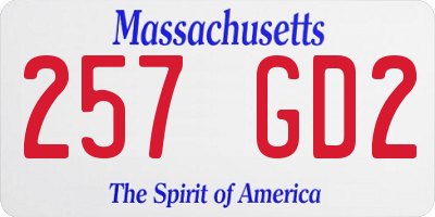MA license plate 257GD2