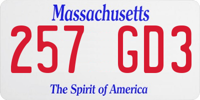 MA license plate 257GD3