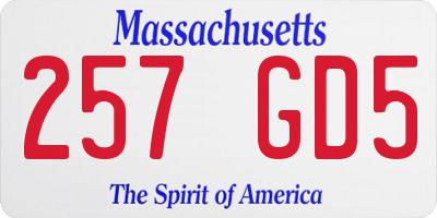 MA license plate 257GD5