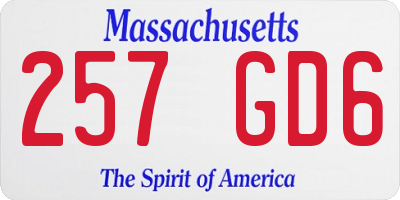 MA license plate 257GD6