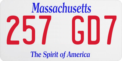 MA license plate 257GD7