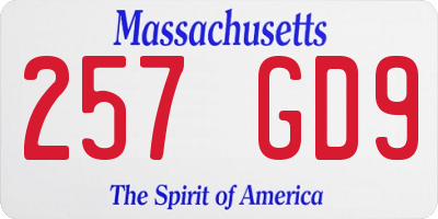MA license plate 257GD9