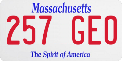 MA license plate 257GE0