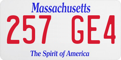 MA license plate 257GE4