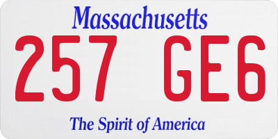 MA license plate 257GE6