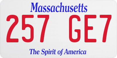 MA license plate 257GE7