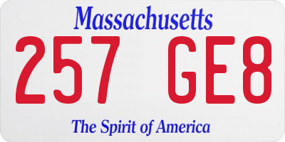 MA license plate 257GE8