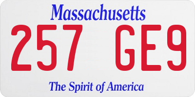 MA license plate 257GE9