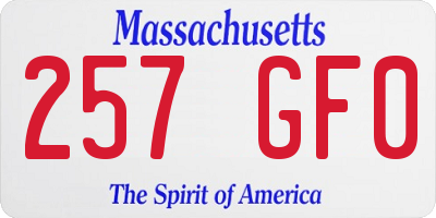 MA license plate 257GF0