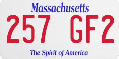 MA license plate 257GF2