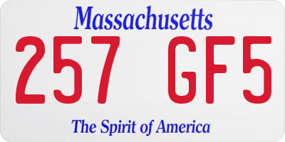 MA license plate 257GF5