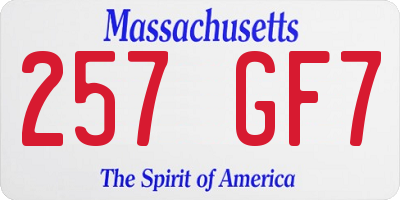 MA license plate 257GF7