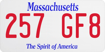 MA license plate 257GF8