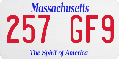 MA license plate 257GF9