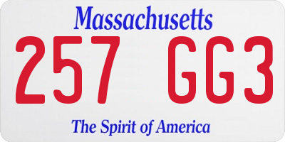 MA license plate 257GG3