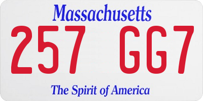 MA license plate 257GG7