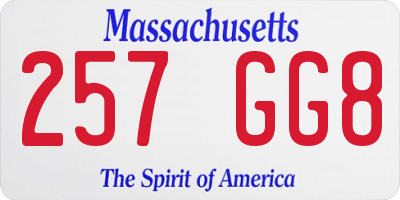 MA license plate 257GG8