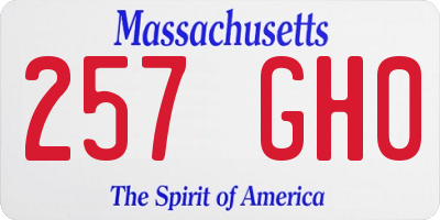 MA license plate 257GH0