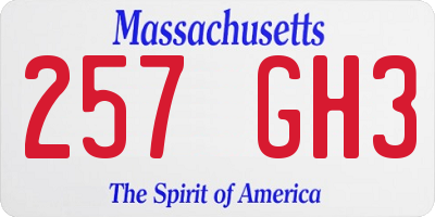 MA license plate 257GH3