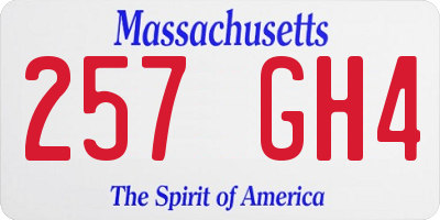 MA license plate 257GH4