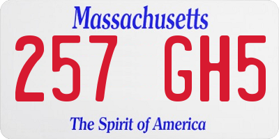 MA license plate 257GH5