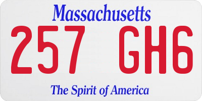 MA license plate 257GH6