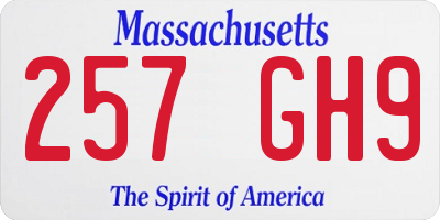 MA license plate 257GH9
