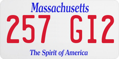 MA license plate 257GI2