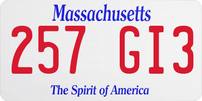 MA license plate 257GI3