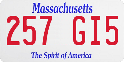 MA license plate 257GI5