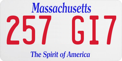 MA license plate 257GI7