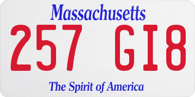 MA license plate 257GI8