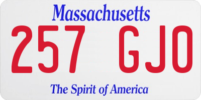 MA license plate 257GJ0