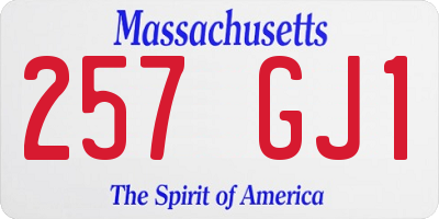 MA license plate 257GJ1