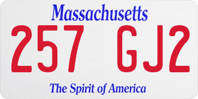 MA license plate 257GJ2
