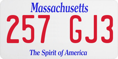 MA license plate 257GJ3