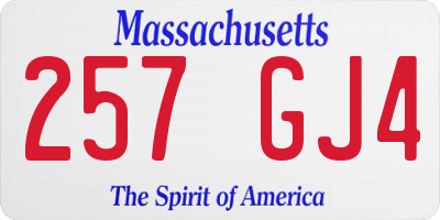 MA license plate 257GJ4
