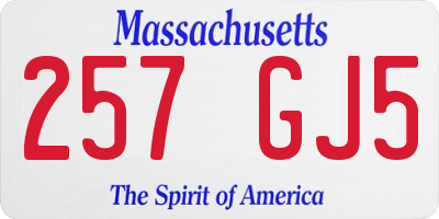 MA license plate 257GJ5