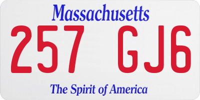 MA license plate 257GJ6